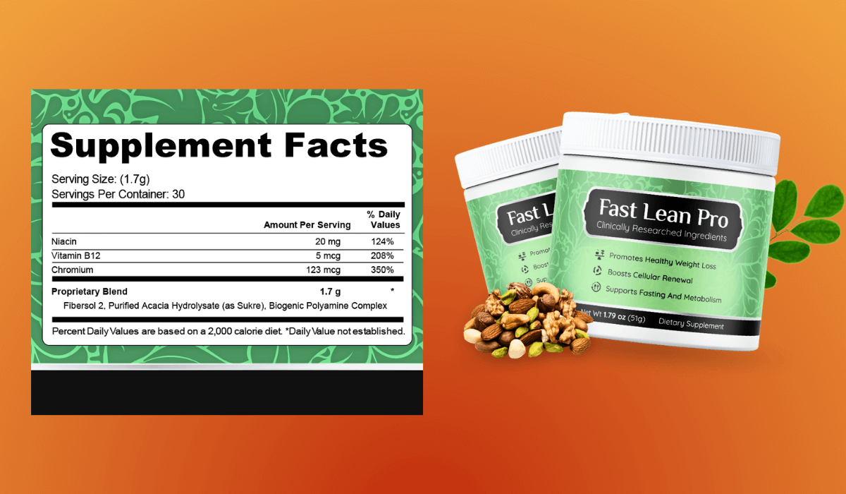 Fast Lean Pro Supplement Facts Label